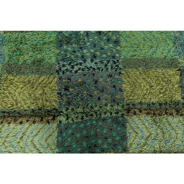 Mid-Century Scandinavian Rug Rya Pile Rug "Alvastra Green" By Marianne Richter For Sale - Image 4 of 8