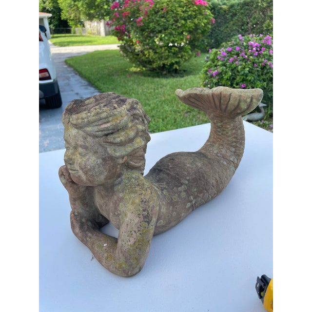 Vintage Terracotta Mermaid Statue | Hand-Sculpted Figurative Art With Natural Patina For Sale - Image 4 of 9