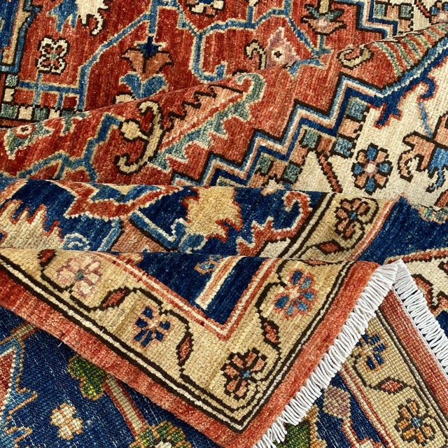Fine Rust Red Persian Heriz Hand-Knotted Wool Rug - 8'3" X 10'1" For Sale - Image 9 of 9