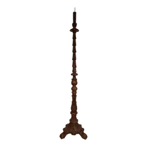 Early 20th Century Baroque Style Tall Painted & Gilded Altar Candelabra Candlestick