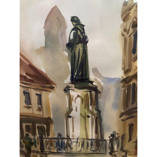 1970s Signed Watercolor Painting of Mesnicka Street in Croatia, Framed For Sale - Image 9 of 12