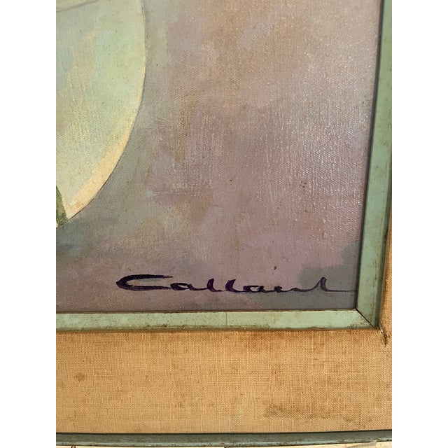 1970s 1970s Signed Mid-Century Modern Oil on Canvas Floral Still Life “Stargazer Lilies” by Callard, 30.5” X 26.5” For Sale - Image 5 of 6