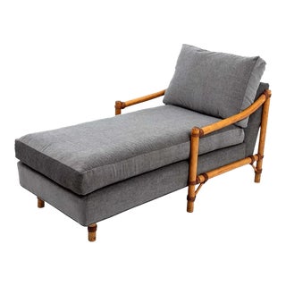 Rattan Wrapped Maple Chaise Lounge For Sale