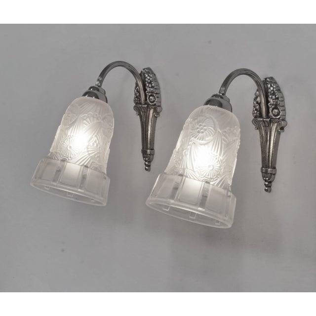 Hettier & Vincent French Art Deco Wall Sconces by Hettier & Vincent 1920s France - A Pair For Sale - Image 4 of 10