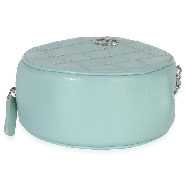 2020s Teal Ultimate Stitch Lambskin Round Clutch On Chain For Sale - Image 5 of 9