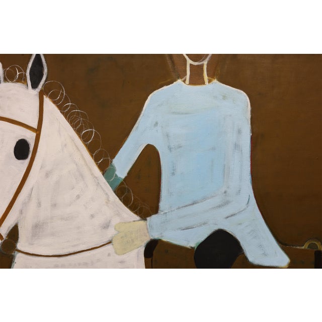 2020s Horse Painting. Equestrian Oil Painting on Unprimed Belgian Linen For Sale - Image 5 of 7