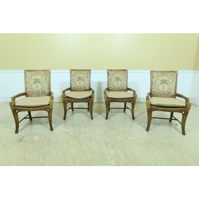 Set of 4 Excursions Rattan Palm Upholstered Dining Chairs For Sale - Image 11 of 11