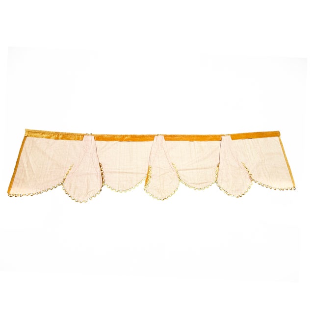 Instant sunshine and hollywood regency glam for your windows! This vintage scalloped valance features a rich golden-...