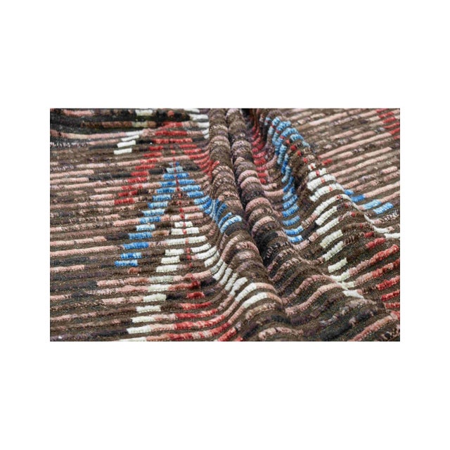 1960s Blue & Brown Modern Wool Rug For Sale - Image 5 of 9