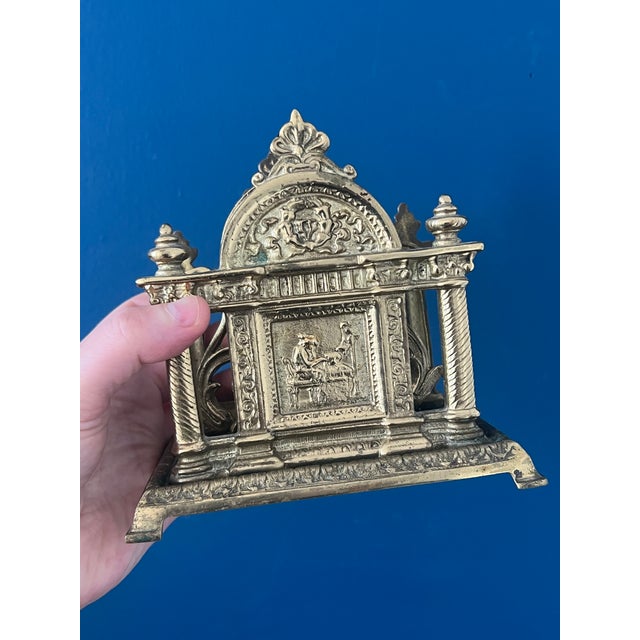 Metal Victorian Brass Letter Holder For Sale - Image 7 of 14