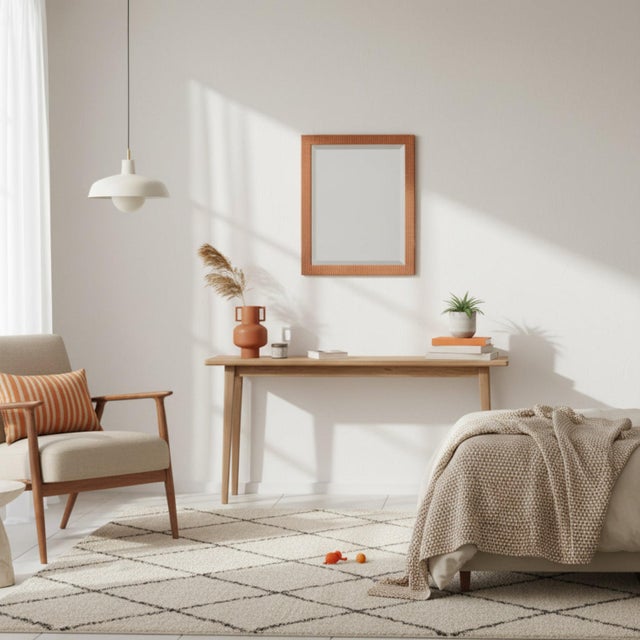 Vintage Wall Mirror | Wood Frame With White Zig Zag For Sale In Fayetteville, AR - Image 6 of 7