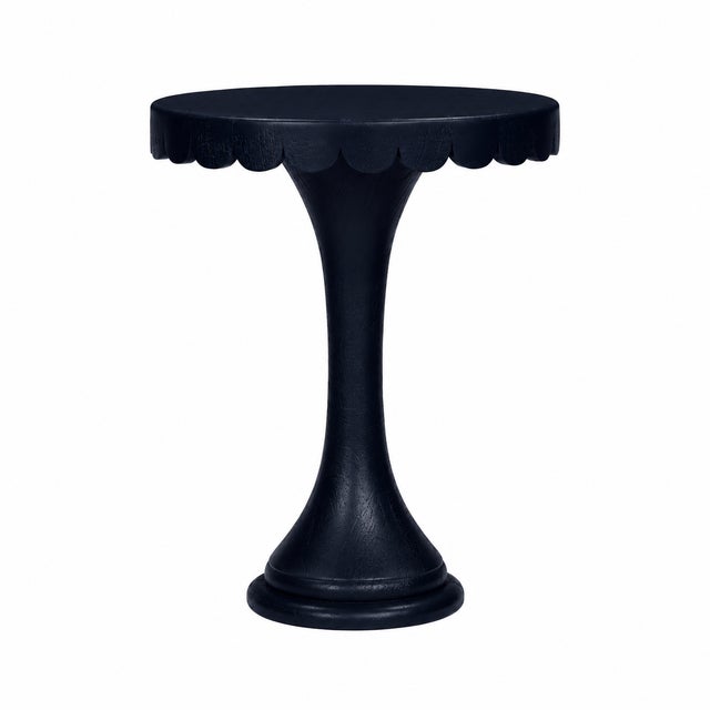 2020s Scalloped Round Drink Table Navy Blue For Sale - Image 5 of 10