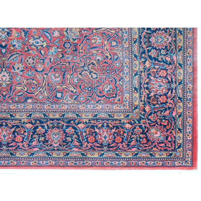 Raspberry Red Early 20th Century Persian Kashan Rug For Sale - Image 8 of 11