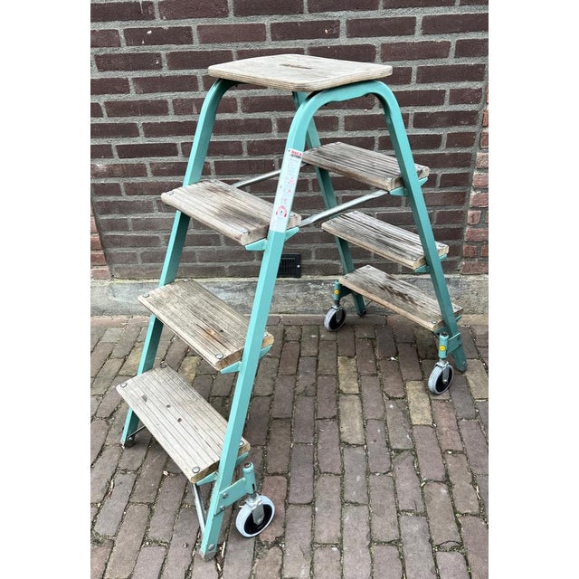 Industrial Rolling Step Ladder Stool, 1970s For Sale - Image 17 of 17