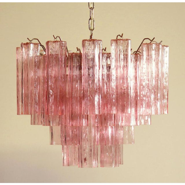 Tronchi Chandeliers with 36 Pink Glasses in the Style of Toni Zuccheri, Murano, 1990, Set of 4 For Sale - Image 10 of 13