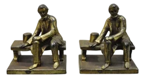 Antique w.v. Egbert Co Seated Abraham Abe Lincoln Metal Bronze Bookends