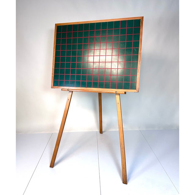 Vintage Freestanding Reversible School Blackboard with Wooden Three-Legged Stand, 1950s For Sale - Image 11 of 18