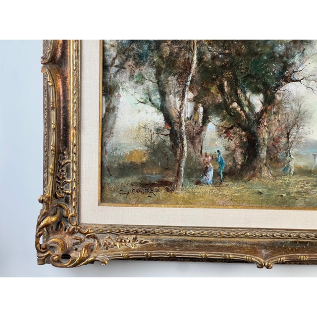 Mid 20th Century Vintage Guy Cambier Belgian Romantic Landscape Oil Painting With Horsemen, C. 1960–1980 For Sale - Image 5 of 11