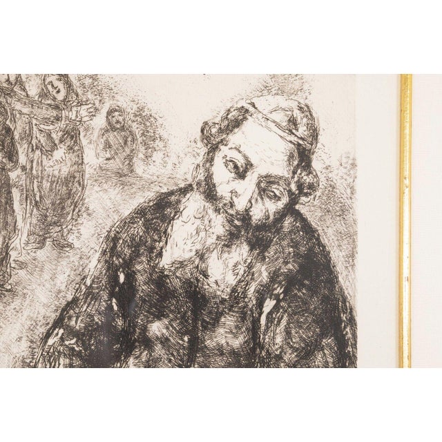 Modern Marc Chagall Joshua Reads the Words of the Law The Bible Series Etching Framed For Sale - Image 3 of 9