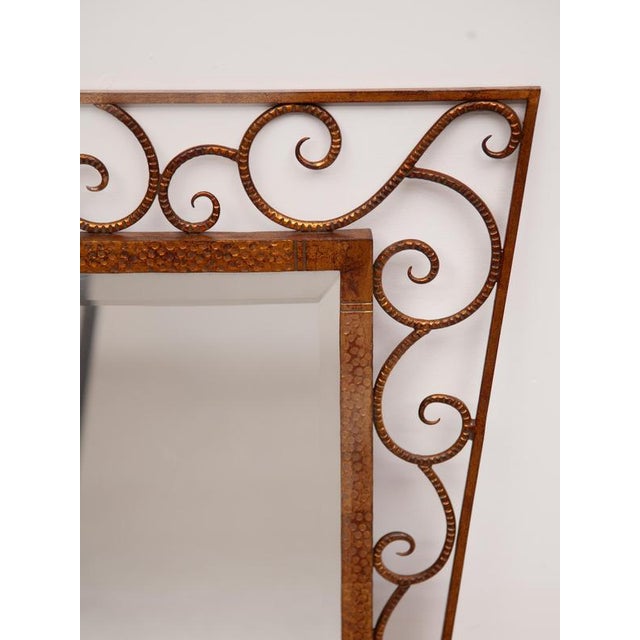 1930s Art Deco Wrought Iron Wall Mirror, Belgium, 1930 For Sale - Image 5 of 9