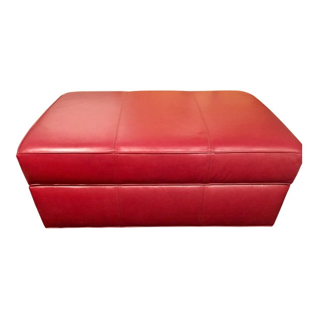 Ethan Allen Red Leather Storage Ottoman Chairish