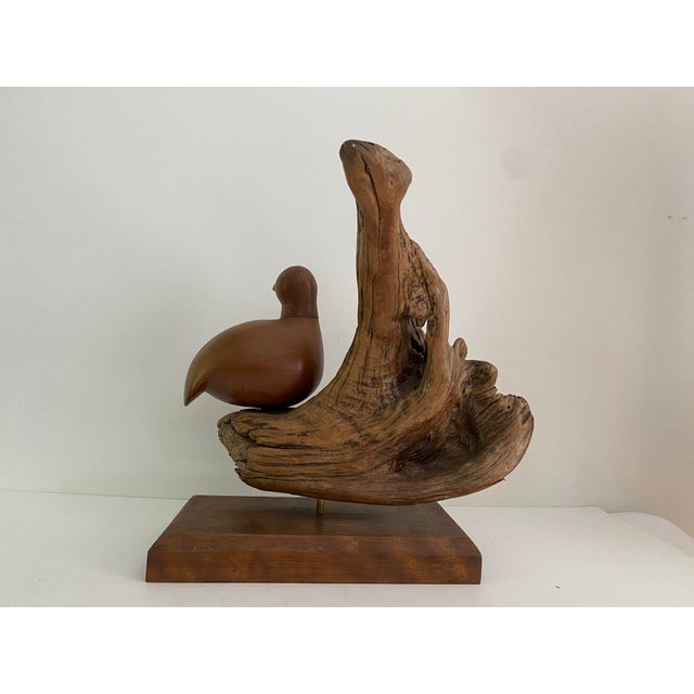 Mid-Century Modern Carved Bird on Driftwood For Sale - Image 4 of 11