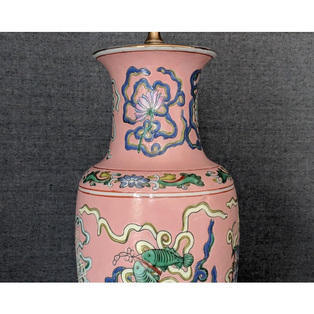 Pink Chinoiserie Porcelain Table Lamp Made in Hong Kong Chairish