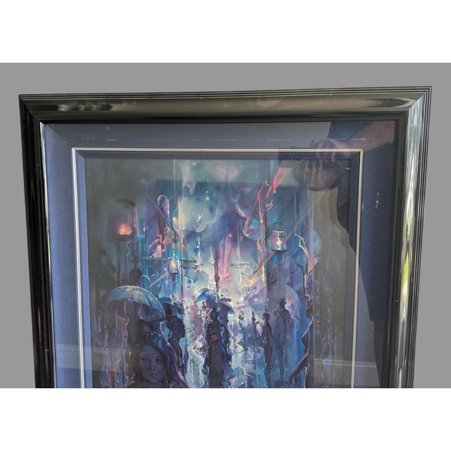 John Pitre AP Signed 19/100 Limited Edition Night Street Framed Print In very nice original condition showing some typical...