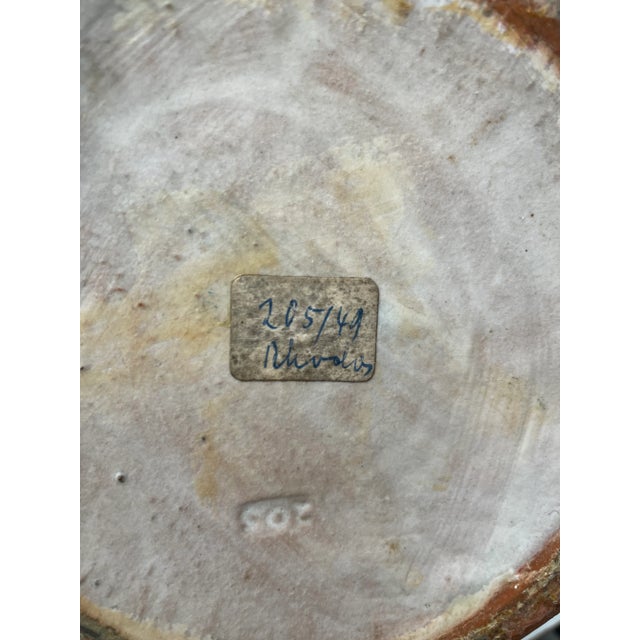 Vintage 1950s Italian Mottled Blue Pottery Handled Vase For Sale - Image 12 of 13