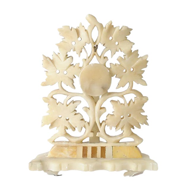 Antique Carved Alabaster Pocket Watch Stand For Sale