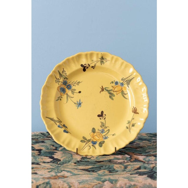 Marseille Faience Yellow Floral Plates, 1760, Set of 3 For Sale - Image 4 of 14