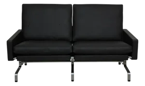 PK-31 2.seater Sofa Reupholstered in Black Bizon Leather from Poul Kjærholm, 1980s