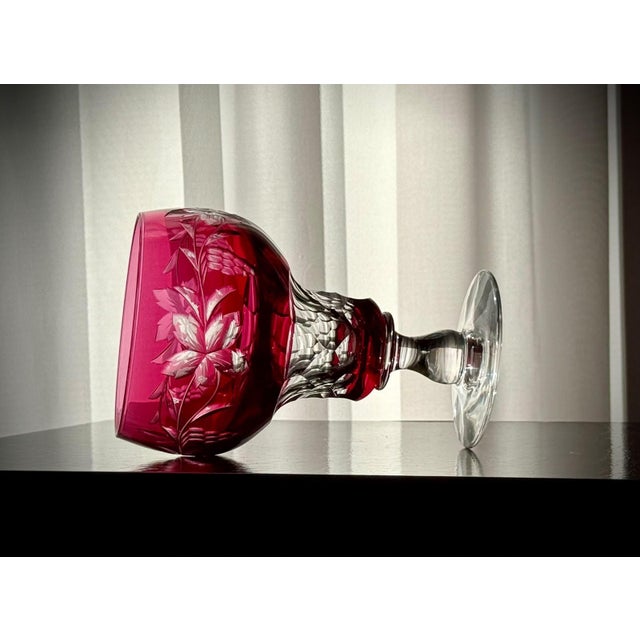 Mid-Century Modern Vintage Vignes Ruby Crystal Wine Goblets from Val Saint Lambert, 1950, Set of 10 For Sale - Image 3 of 18