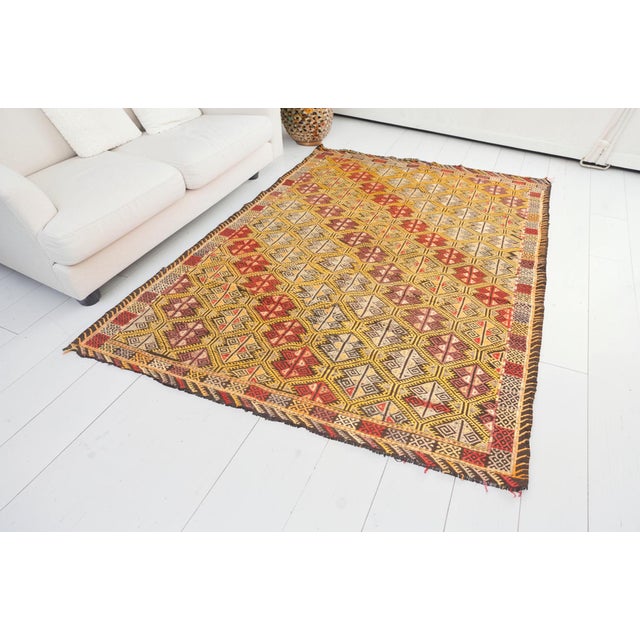 Oushak Anatolian Wool Kilim Rug For Sale - Image 4 of 10