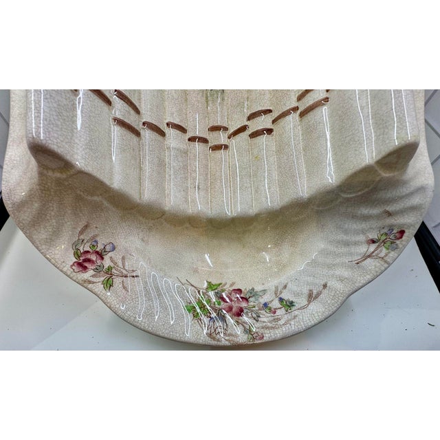 Antique 19th Century Ceramic Asparagus Serving Tray With Hand Painted Floral Designs For Sale - Image 6 of 12