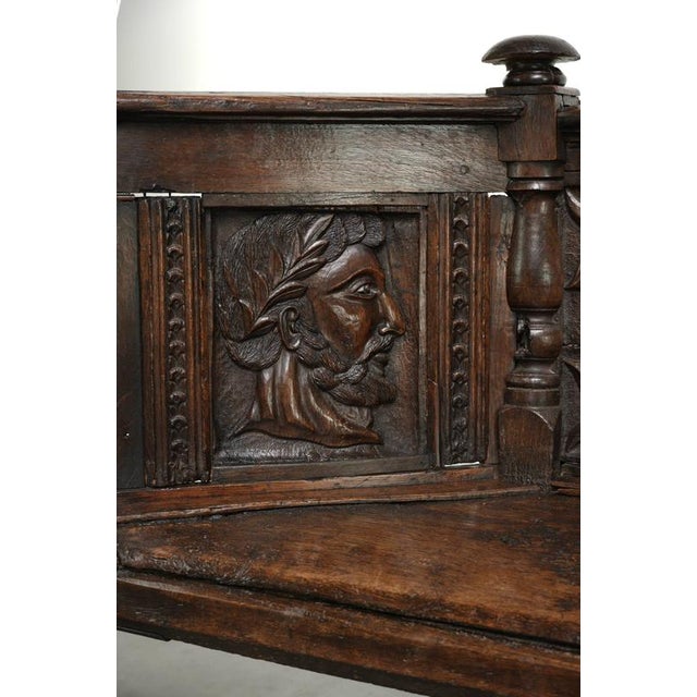 Brown 18th Century Italian Hall Bench with Wood Carvings For Sale - Image 8 of 14