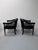 Wood Vintage Tufted Leather Barrel-Back Tub Armchairs, Pair, C. 1970s For Sale - Image 7 of 18
