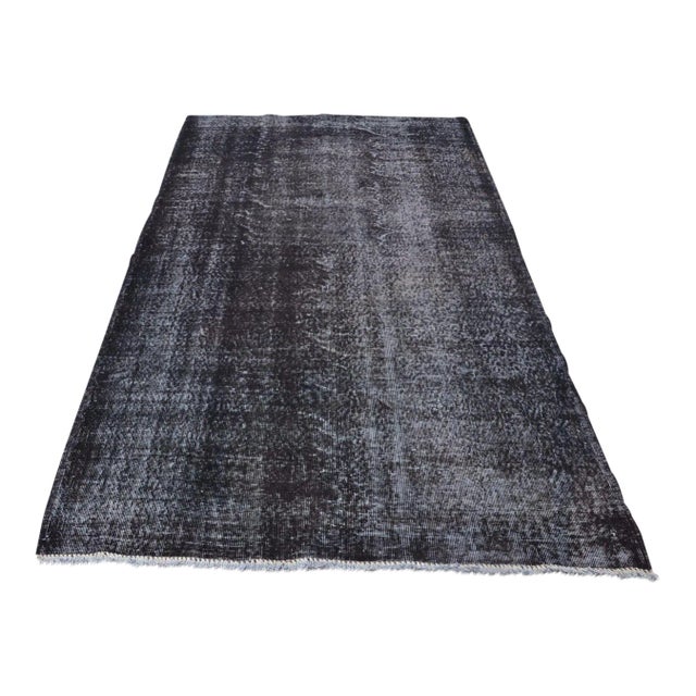 Turkish Black Overdyed Rug - 4′9″ × 8′2″ For Sale