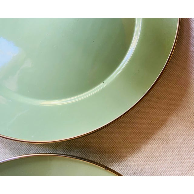 Mackenzie-Childs Sage Green Enamel 12” Chargers - Set of 4 For Sale - Image 14 of 15