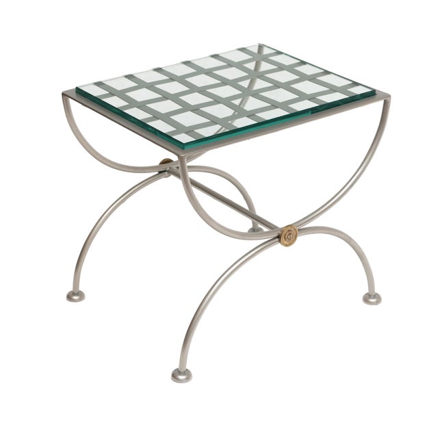 French Modern Occasional or Side Tables of Brushed Steel - Two Available For Sale - Image 10 of 11