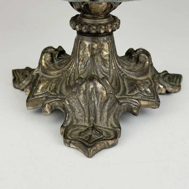 1920s Antique Glass Bowl with Bronze Base, Italy, 1920s For Sale - Image 5 of 18