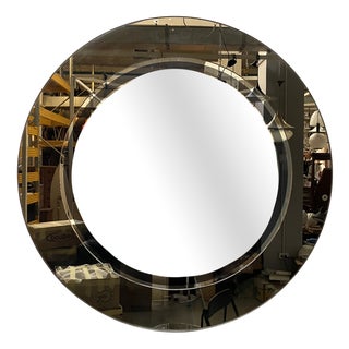 Italian Modern Round Double-Glass Wall Mirror, 1970s For Sale