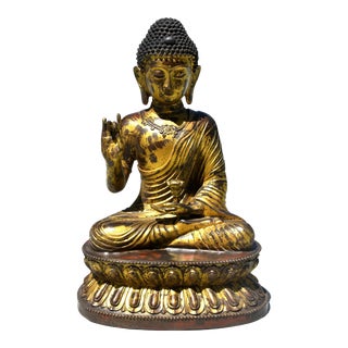 Antique Gilt Bronze Buddha Young Shakyimuni Statue For Sale