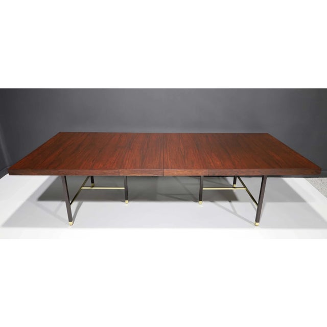 Mid 20th Century Mid 20th Century Rosewood Dining Table With Brass Trim Attributed to Harvey Probber For Sale - Image 5 of 14