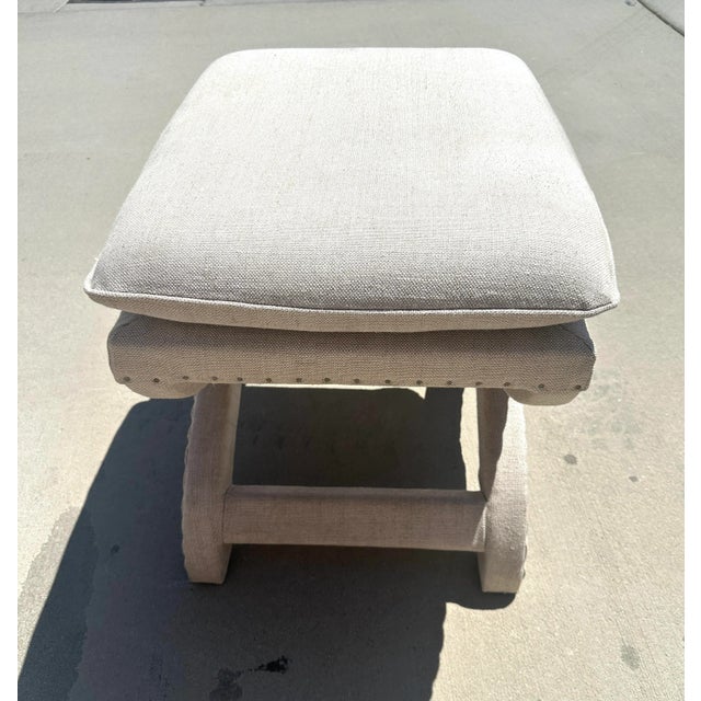 2020s Restoration Hardware Toscane Nailhead Bench/Stool For Sale - Image 5 of 9