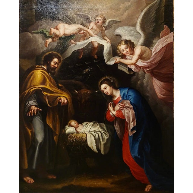 17th Century 17th C. Italian Old Master -The Holly Family -Oil Painting For Sale - Image 5 of 12