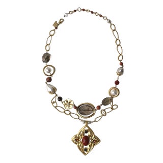 Link Chain Bead Pendant Necklace '90s For Sale