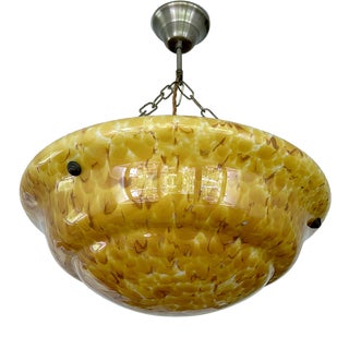 Art Deco Amber Glass Pendant Light, 1930s For Sale