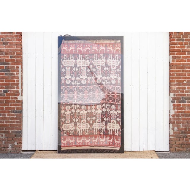 Large Antique Framed Sumatran Ikat For Sale - Image 4 of 9