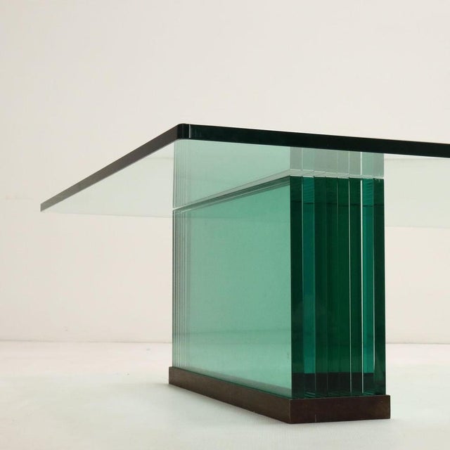 Green Vintage Glass Coffee Table, Italy, 1970s-1980s For Sale - Image 8 of 9